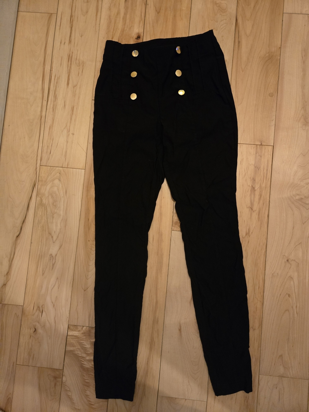 Worthington Black High-Rise Button Front Trousers